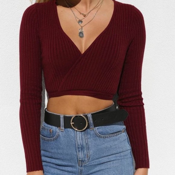 BOGO Tiger Mist Wrap Around Crop Top Sweater size S - Picture 1 of 6